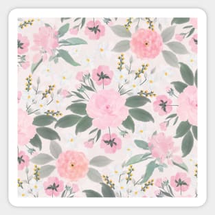 Elegant Pink Floral Watercolor Painting Sticker